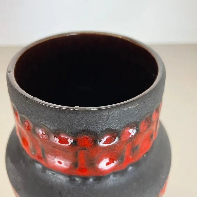 Black Colorful Fat Lava Pottery Vase from Bay Keramik, Germany, 1970s For Sale - Image 8 of 16