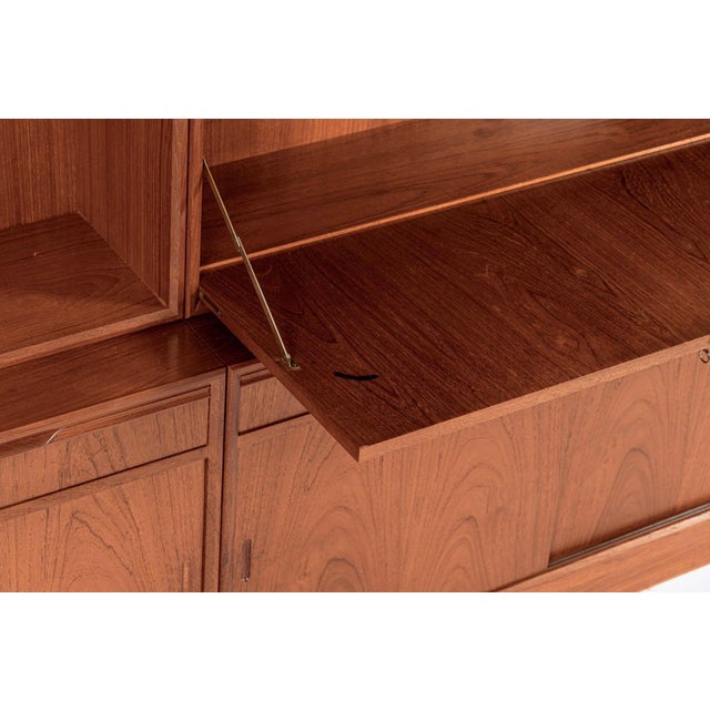 Wood Mid-Century Danish Teak Wood Bookshelves With Dropdown Desk by Bjerringbro Møbler For Sale - Image 7 of 16