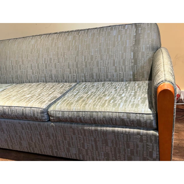 Mueller Furniture 1990s Mueller Mid Century Modern Blue Sofa For Sale - Image 4 of 8