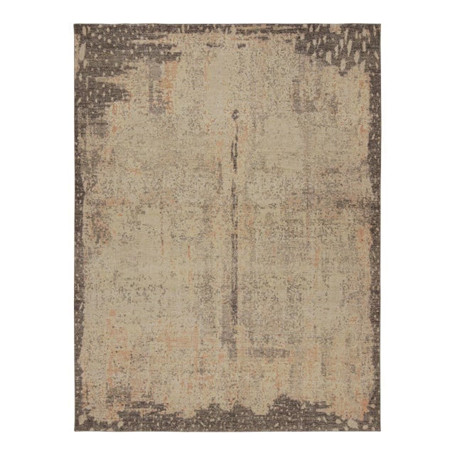 Rug & Kilim’s Distressed Abstract Rug in Beige and Gray All Over Pattern For Sale