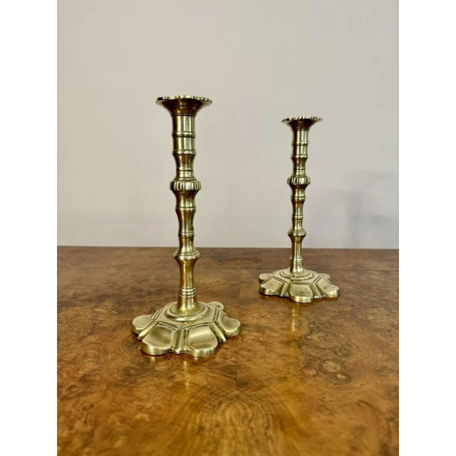 Antique George III Brass Candlesticks, 1760, Set of 2 For Sale - Image 3 of 7