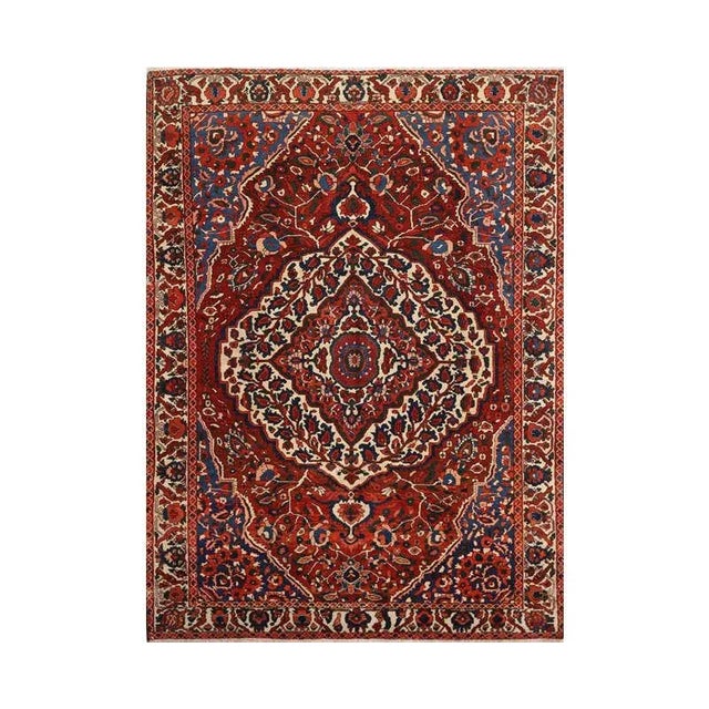 1960s Old Persian Bakhtiari Bird Print Pattern Area Rug 7’3″ X 10’4″ - For Sale In Dallas - Image 6 of 7