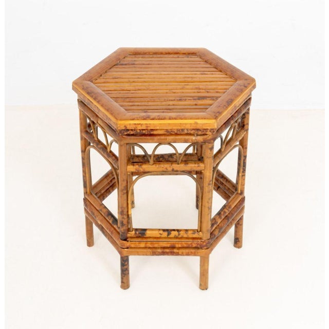 Modern Modern Hexagonal Bent Bamboo Side Table For Sale - Image 3 of 6