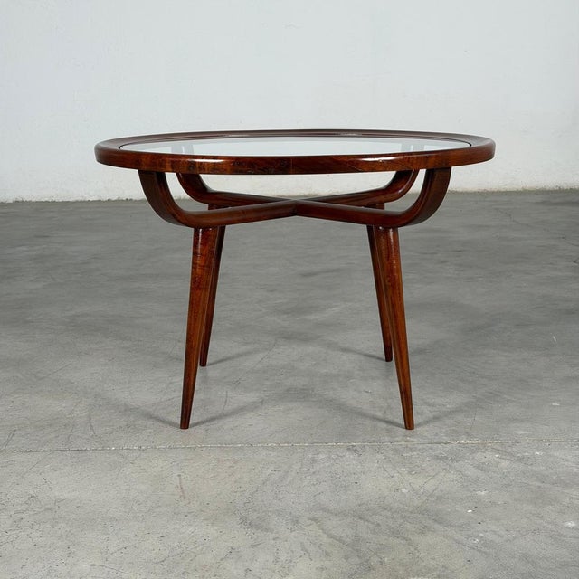 Round Walnut Coffee Table by Nicolay Diulgheroff, Italy, 1950s For Sale - Image 6 of 15