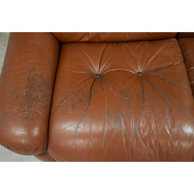 1970s Brown Leather Sapporo Loveseat Sofa by Mario Marenco For Sale In Boston - Image 6 of 11