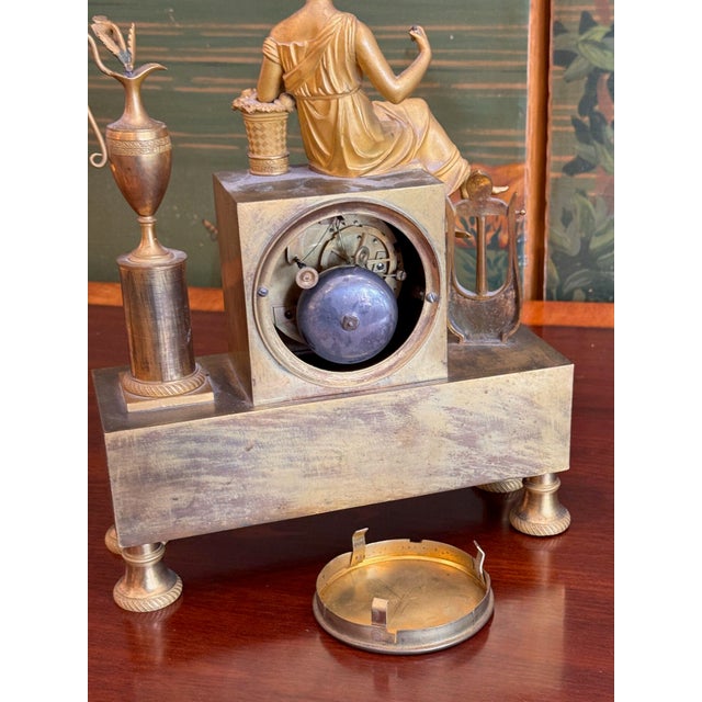 19th Century French Empire Gilt Bronze Figural Mantel Clock For Sale - Image 11 of 11