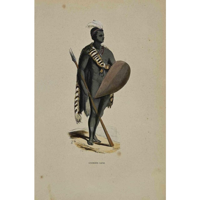 Guerrier Kafre is a hand colored lithograph made by Auguste Wahlen in 1844. Good conditions. The artwork belongs to the...
