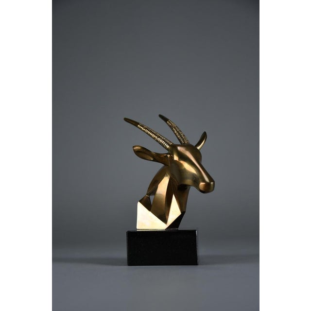 Oryx Bronze Sculpture in Brass & Marble by Tchavdar Iliev, 1990s For Sale - Image 9 of 17