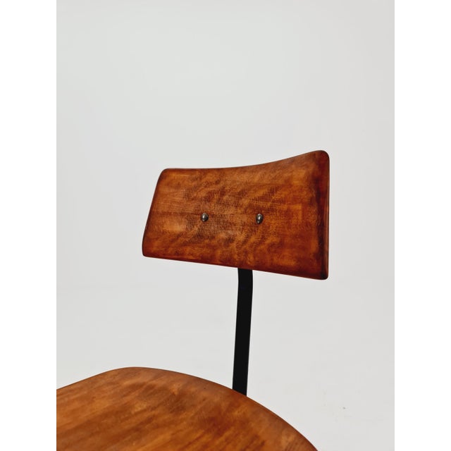 Wood Bauhaus Swivel Office Chair in Wood by Stoll Giroflix, 1960s For Sale - Image 7 of 11