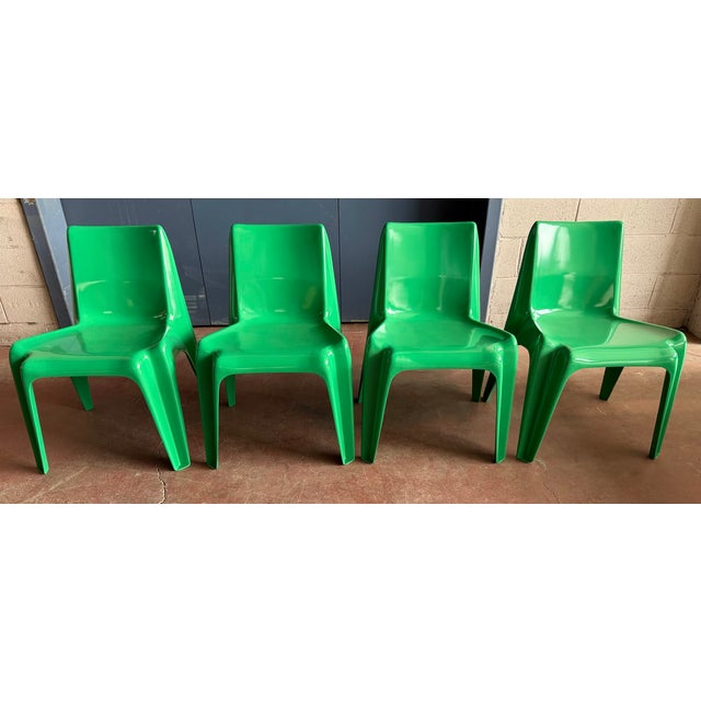 Vintage BA1171 Chairs in Green by Helmut Bätzner for Bofinger, 1970s, Set of 4 For Sale - Image 4 of 10