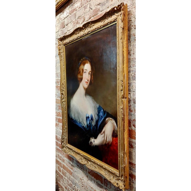 Franz Xaver Winterhalter "Attributed" Portrait of an Aristocratic Lady-Oil Painting For Sale - Image 9 of 10