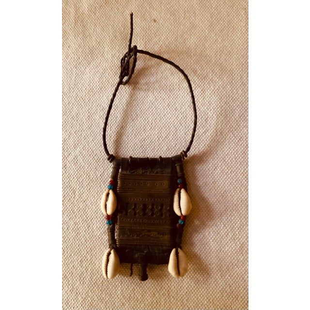 1920s 1920s Tuareg Leather Brass African Talisman Wall Hanging For Sale - Image 5 of 6