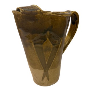 1970s Signed Mid-Century Modern Studio Pottery Ceramic Pitcher For Sale