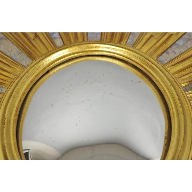 Gold Vintage Italian Hollywood Regency Gold Gilt Sunburst Convex Bullseye Wall Mirror For Sale - Image 8 of 15