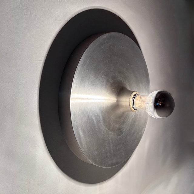 Large Mid-Century Disc Lamp attributed to Charlotte Perriand for Les Arcs, 1970s For Sale - Image 12 of 18