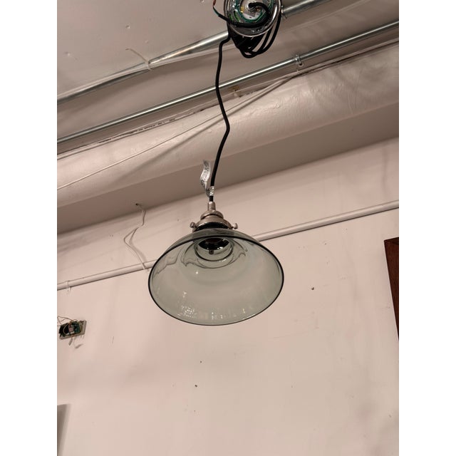 Restoration Hardware 20th C. Factory Filament Smoke Glass Short Funnel Pendant For Sale - Image 11 of 12