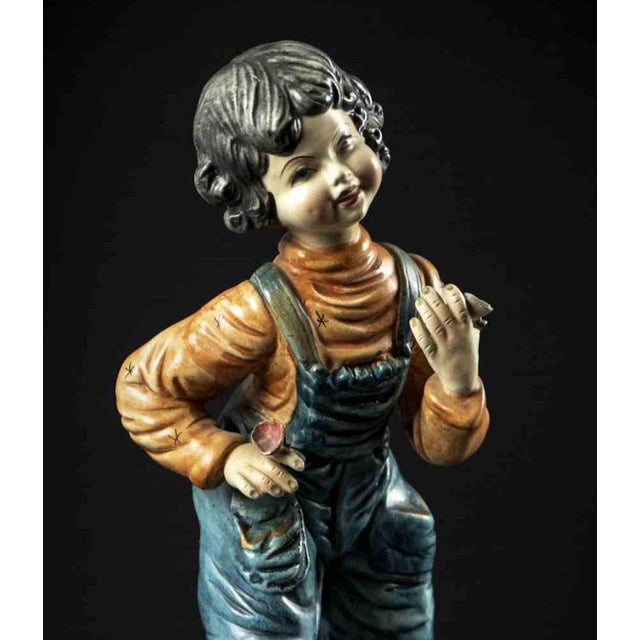 Vintage Italian Ceramic Child Sculpture, 1970s For Sale - Image 4 of 5