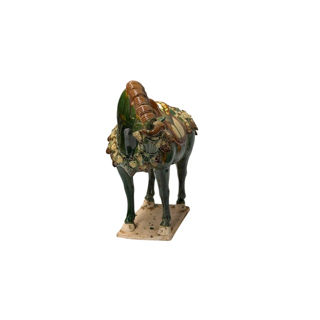 Ceramic Oriental Ceramic Sancai Green Brown Beige Fengshui Artistic Figure For Sale - Image 7 of 11