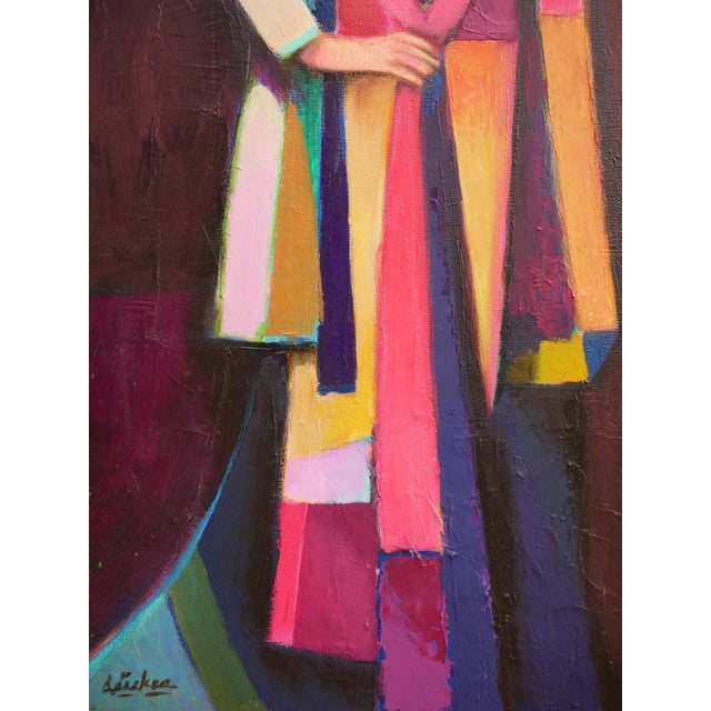 David Adickes "Dress of Many Colors with Still Life" Modern Abstract Female Portrait Painting, 2005 For Sale - Image 9 of 12
