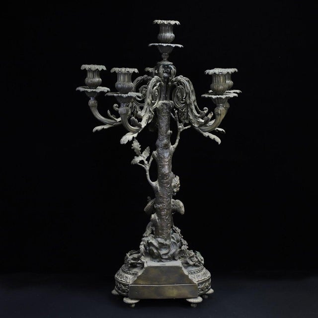 Late 20th Century Pair of Large Vintage French Rococo Style Bronze Cherub Candelabras For Sale - Image 5 of 10