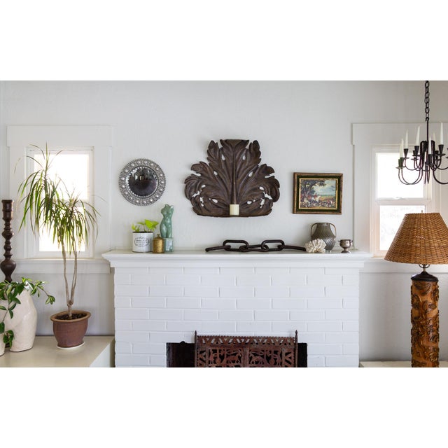 This oversized brass palm frond Leaf wall candle sconce is by sculptor and metalworker Edigo Casagrande of Borgo...