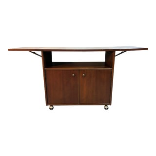 Mid Century Modern Mahogany Drop Leaf Bar Cart / Server For Sale