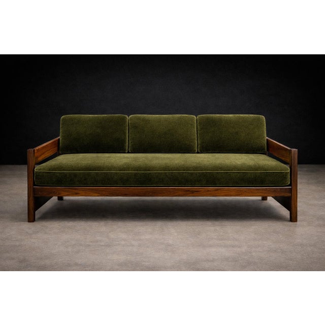 Brazilian Modern Two-in-One Rosewood Sofa & Daybed in Deep Olive Mohair, Celina For Sale - Image 14 of 16