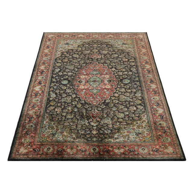 1920s Antique Persian Qum Rug in Brown With Florals and Medallions For Sale - Image 5 of 8