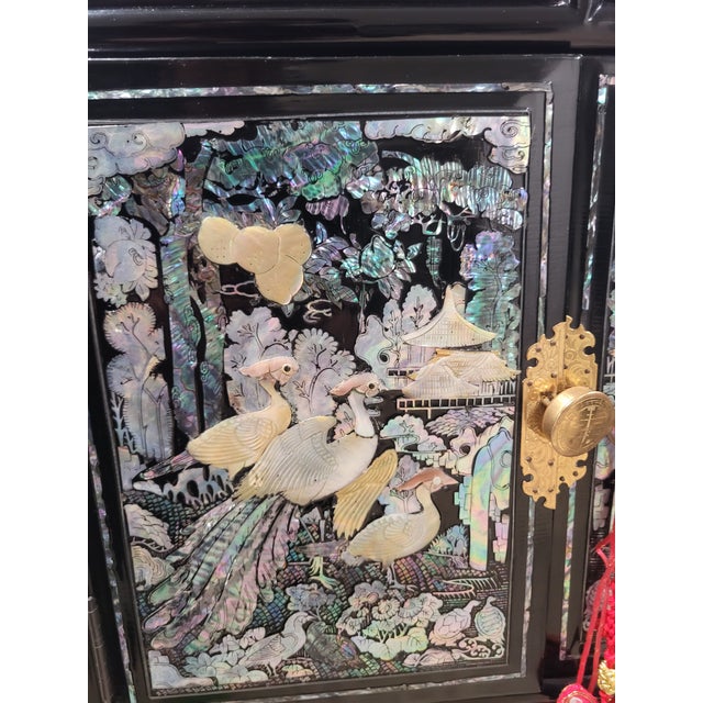Vintage Korean Lacquer & Mother-of-Pearl Wardrobe Cabinet (Najeonchilgi) For Sale - Image 13 of 16