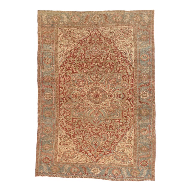 Antique Persian Heriz Rug, 07'07 X 10'10 For Sale