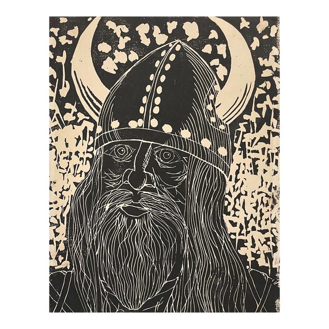1948 Viking Linocut by Stanzikz For Sale