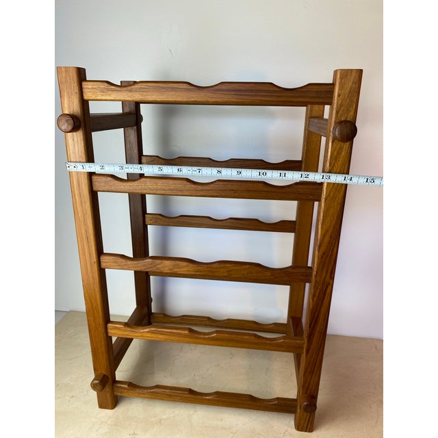 Brown Vintage Winsome Wood Teak Wine Rack, Danish Modern Style For Sale - Image 8 of 11