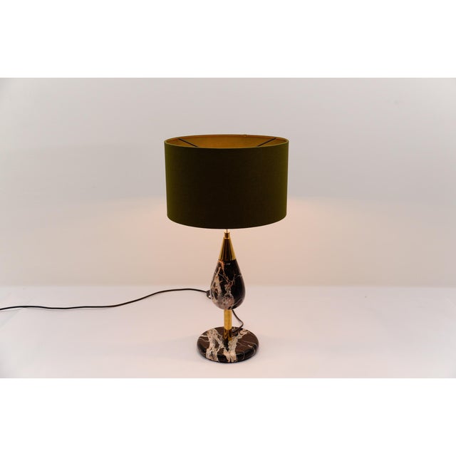Lovely Elegant Brass and Marble Table Lamp, 1960s The lamp needs 1 x E27 Edison screw fit bulb, is wired, and in working...