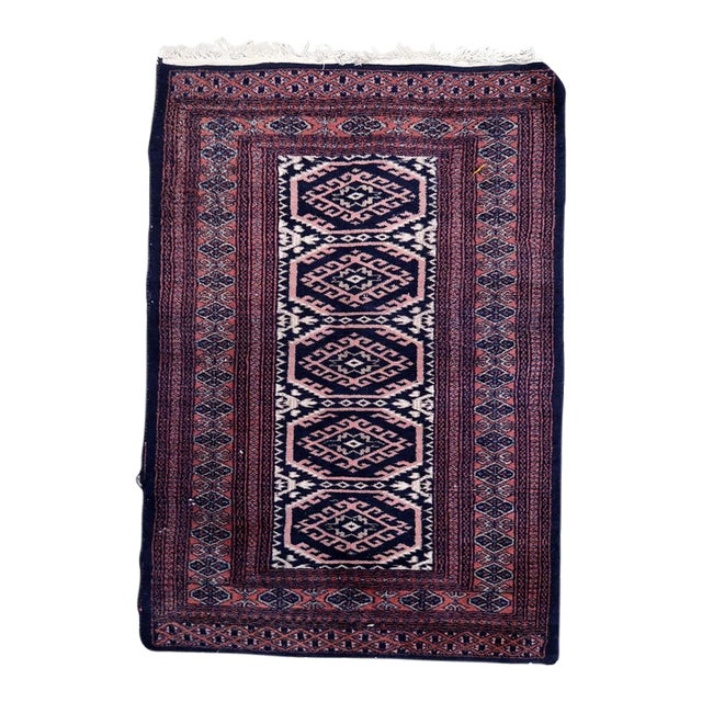 1960s, Handmade Vintage Uzbek Bukhara Rug 2.5' X 3.7' For Sale
