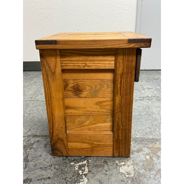 2010s Rustic Pine Wood Nightstand For Sale - Image 5 of 12