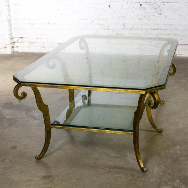 Late 20th Century Hollywood Regency to Neoclassical Style Monumental Coffee Table Gilded Welded Steel Tube Frame For Sale - Image 14 of 18