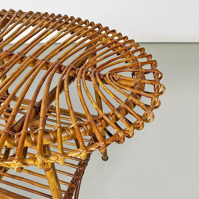 Mid-Century Italian Oval Outdoor Rattan Coffee Table, 1960s For Sale - Image 6 of 14