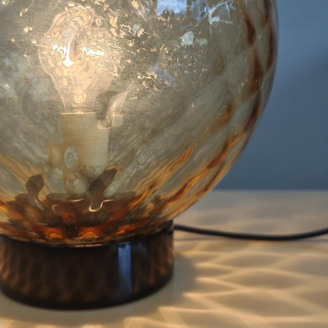 Amber Murano Glass Sphere Lamp in the style of Balloton Venini, 1970s For Sale - Image 15 of 15