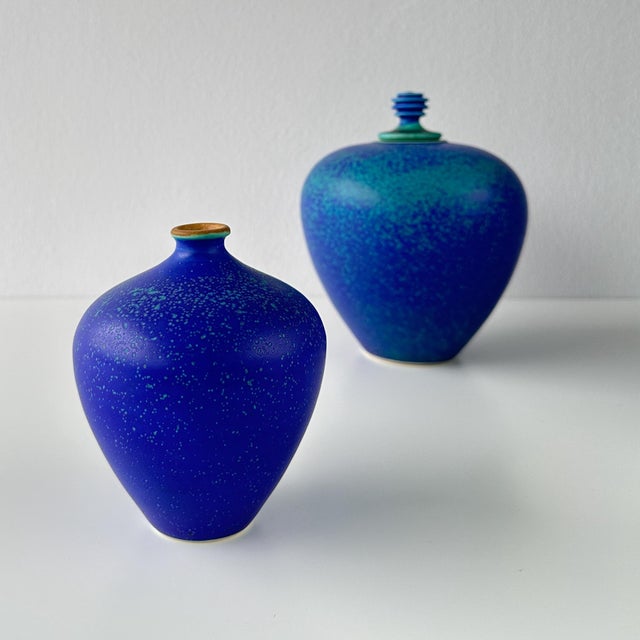 Late 20th Century Late 20th Century Studio Pottery Vessel and Vase Pair by Natalie Blake For Sale - Image 5 of 12
