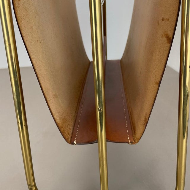 Brass and Leather Model 274 Magazine Holder from Carl Auböck, Austria, 1950s For Sale - Image 15 of 18