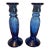 1990s Vintage Spanish Blue Glass Candlesticks, Set of 2 For Sale
