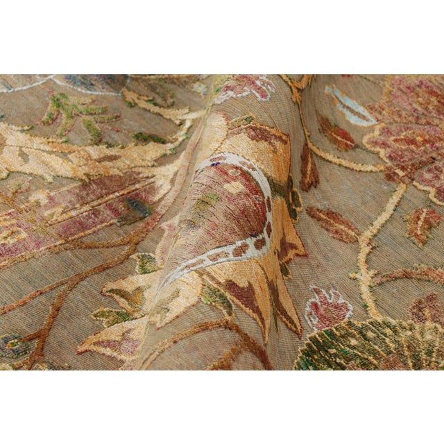 Textile Rug & Kilim’s Persian Tabriz Style Rug in Beige-Brown With Floral Patterns For Sale - Image 7 of 8