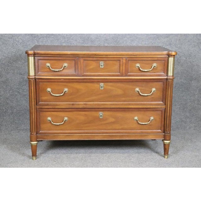 1950s Fantastic Baker Furniture Company Directore Jansen Style Mahogany Brass Commode For Sale - Image 5 of 7