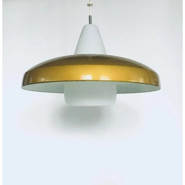 Gold Mid-Century Modern Dutch Pendant Lamp attributed to Philips, 1950s For Sale - Image 8 of 12