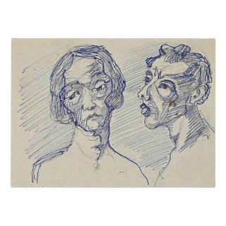 Portraits, Original Drawing, Early 20th-Century For Sale