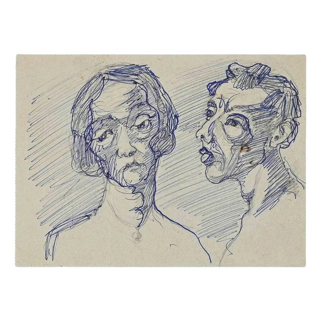 Portraits, Original Drawing, Early 20th-Century For Sale