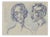 Portraits, Original Drawing, Early 20th-Century For Sale