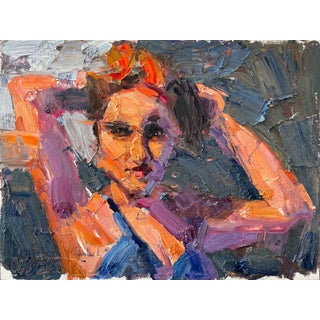 Hair Up by Clyde Steadman | Oil on Panel Portrait of a woman with her hair styled up. For Sale