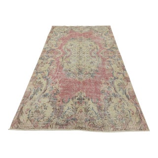 1960s Turkish Vintage Hand Knotted Floral Wool Area Rug For Sale