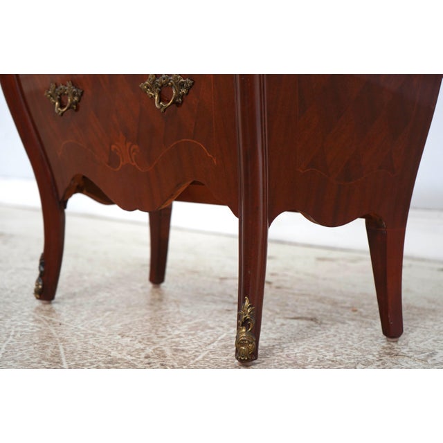 French Style Inlaid Mahogany Bombe Chest Commode For Sale - Image 12 of 17